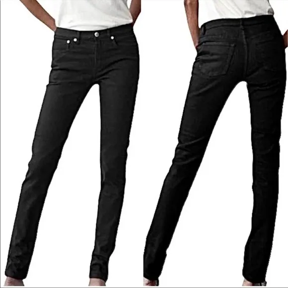APC Black Button Front Denim Jeans Pants Bottoms Women Size 25