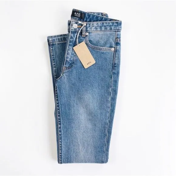 A.P.C Droit High Rise Slim Straight Skinny Jean Blue 24 NWT
          
      NWT