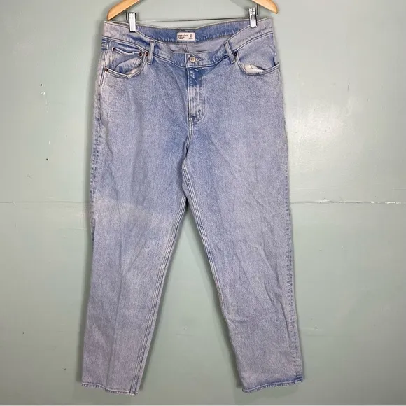 Abercrombie & Fitch The 90s Straight Low Rise Jeans Blue Sz 33 16 Long