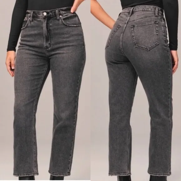 Abercrombie & Fitch Jeans Womens 6 Short Washed Black Ankle Straight Ultra High