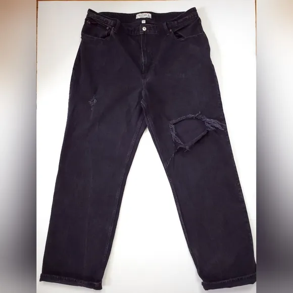 Abercrombie & Fitch 90s Relaxed Jean Black High Rise Curve Love 33 Long