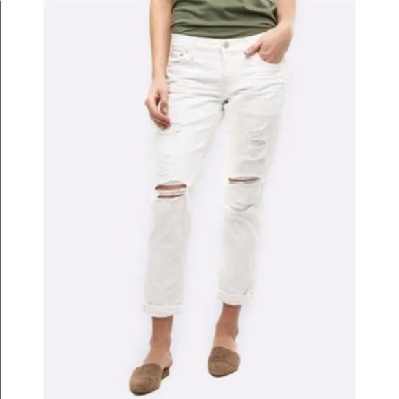 ABLE The Slouch Boyfriend Jeans White Distressed Lucely Wash Denim Size 32 New
          
      NWT