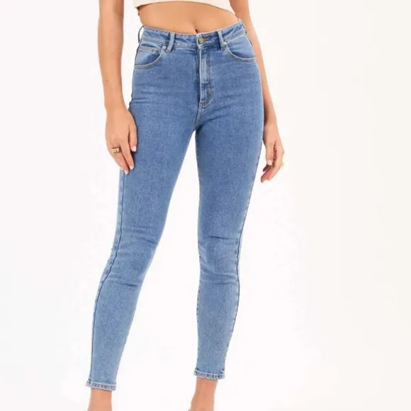 Abrand High Skinny Ankle Basher Jeans In LA Blues Wash