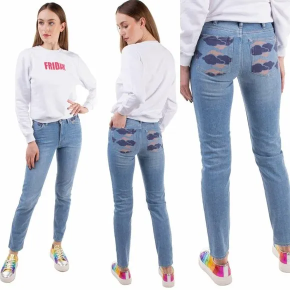 Acne Studios Jeans 23 High Rise Blue Bla Konst Print Cloud Graffitti NWT $425
          
      NWT
