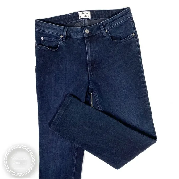 ACNE Coco Blue Black Slim Straight Leg Mid Rise Jeans