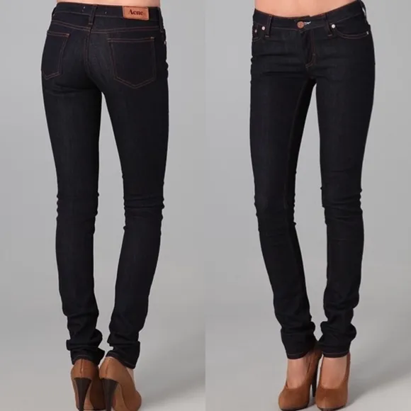 Acne Kex Soft Raw Skinny Jeans Darkwash