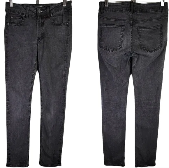 Acne Jeans Hex Cash Mid-rise Slim Straight Leg Jean Washed Black SZ 29
