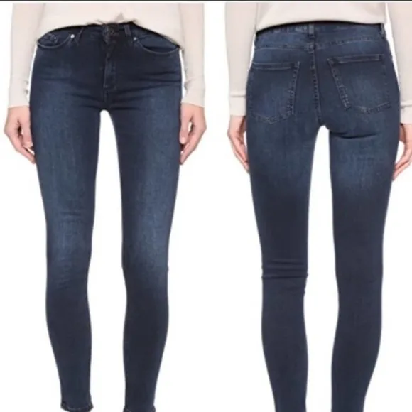 Acne Studios Skin 5 Deep Dark Wash Indigo Mid Rise Skinny Jeans 23