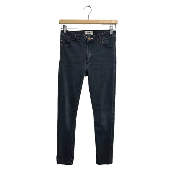 Acne Womens Flex Basement Jeans Blue Black Gray Size 28 Skinny Leg