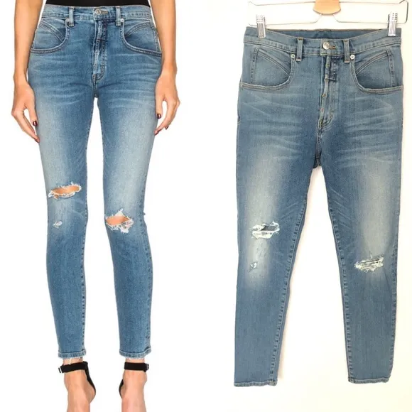 Adaptation Hi Rise Seamed Jeans Distressed 26