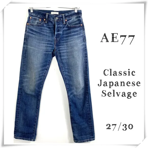 AE77 Classic Japanese Selvage Denim 5 Years wear Straight Jeans Button fly