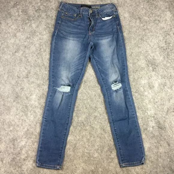 Aeropostale Jeans 6 28 5 Mid Rise Ankle Jegging Skinny Ripped Knees Distressed