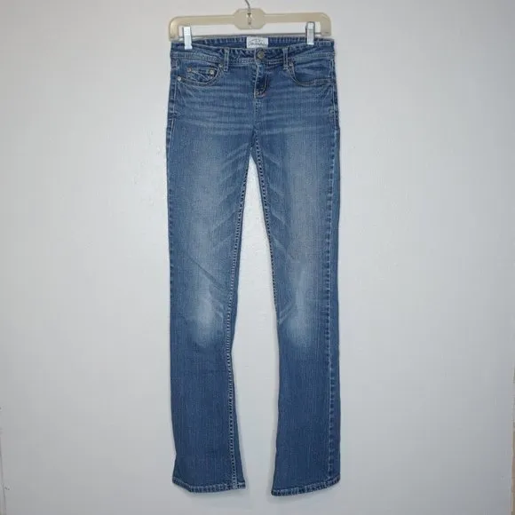 Y2K Aeropostal Chelsea Bootcut Jeans Light Wash Denim Low Rise Juniors 1/2 Long