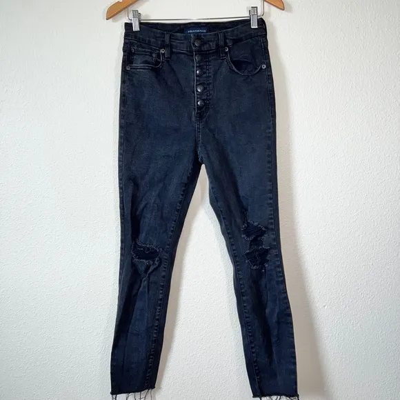 Aeropostale AERO Black Exposed Button Fly Super Hi Rise Curvy Jegging Jeans 8