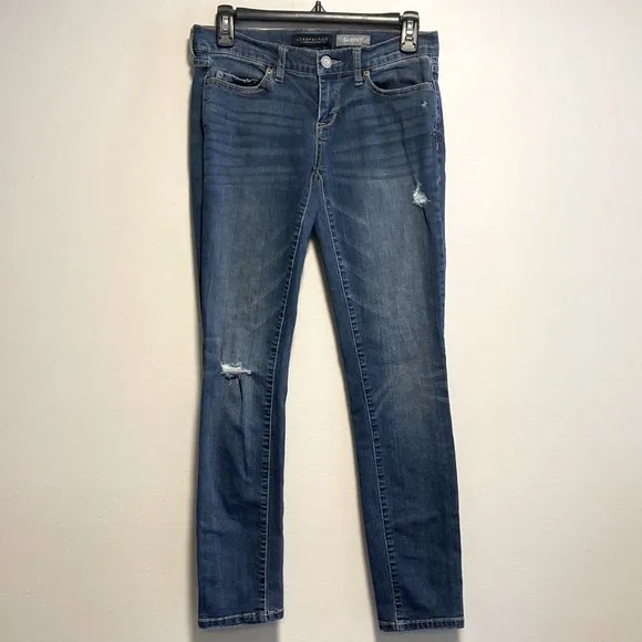Aeropostale Distressed Skinny Jeans, Size 2 Short, Low Rise
