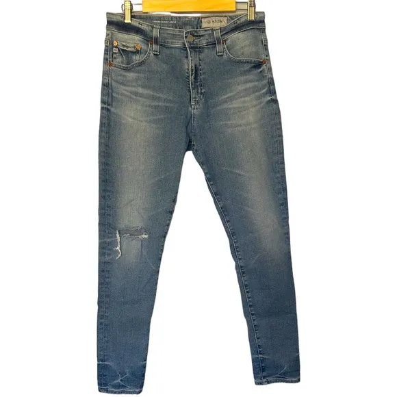 AG Adriano Goldschmeid Farrah Skinny Ankle Light Wash Distressed Denim Size 30