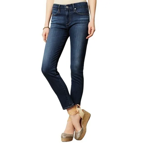 AG Denim Women’s Size 31 Dark Medium Wash The Stevie Slim Straight Jeans