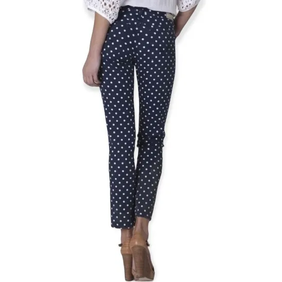 AG Denim Women’s Size 32 Blue White Polka Dot Stevie Ankle Slim Straight Jeans
