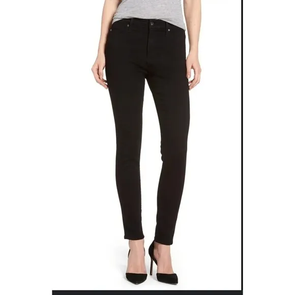 AG Adriano Goldshmied The Farrah High Rise Ankle Skinny Black Denim 31 Jeans