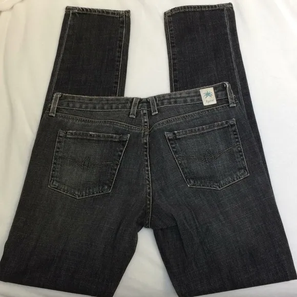 Agave Slim Cigarette Cut Black Grey Faded Jeans