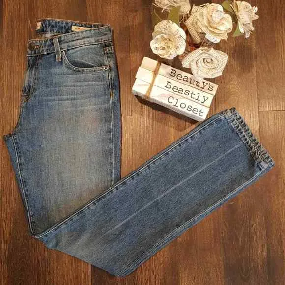 Agave Denim Women Distressed W3 Straight Leg Jeans Vintage Rose Stone Wash 27