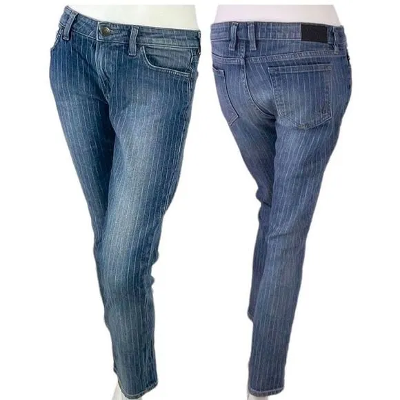 Agave Denim Paloma Crop Jewel Box Stretch Blue Striped Denim Size 29