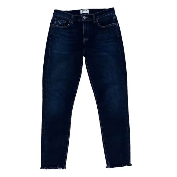 AGOLDE Sophie Dark Blue Wash Denim High Rise Raw Hem Crop Skinny Jeans Size 26