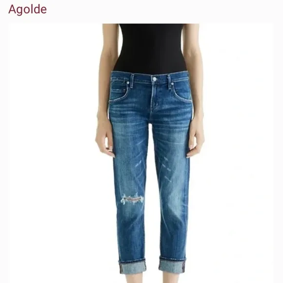 AGOLDE Isabel Boyfriend Ankle Starwood Distressed Jeans