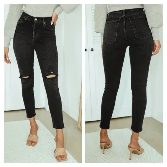 Agolde Nico Jeans Cassette Casette Distressed Black
          
      NWT