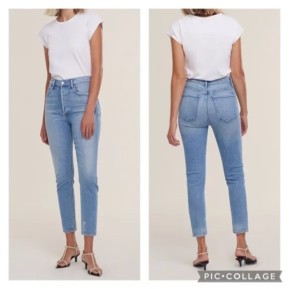 AGOLDE NWT 25 Nico High Rise Slim Fit Jeans Light Blue Embark Wash
          
      NWT