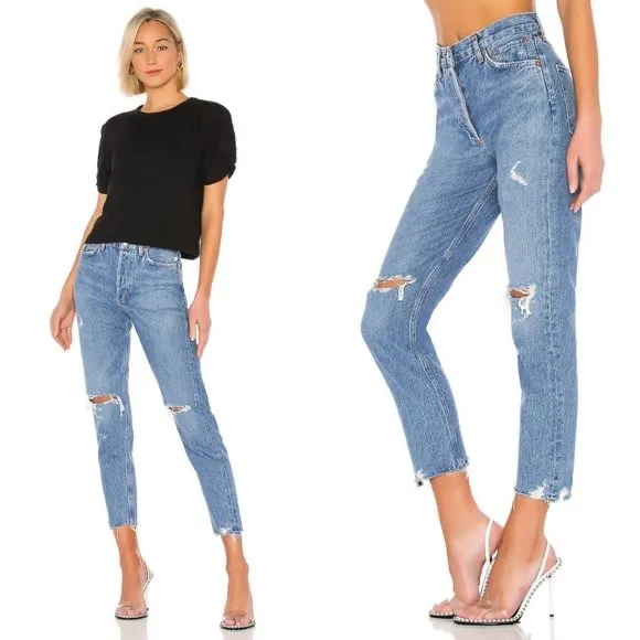 AGOLDE 23 Jamie High Rise Arrival Straight Leg Jeans Distressed
