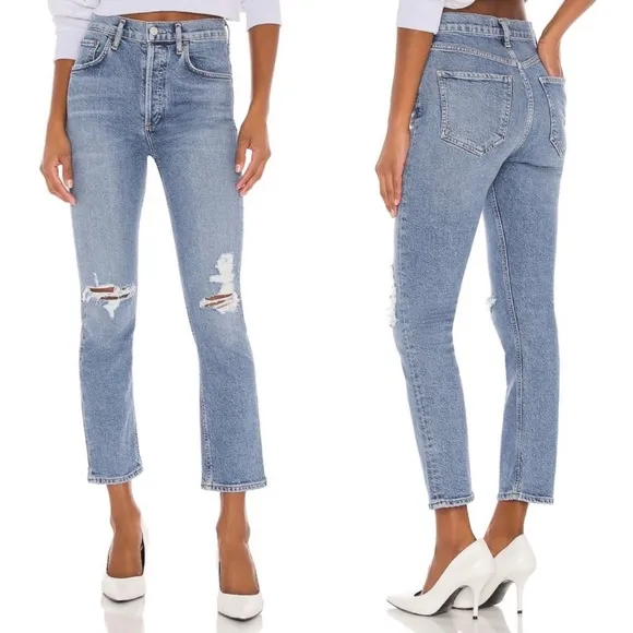 AGOLDE Riley High Rise Straight Crop Jean in Whiplash