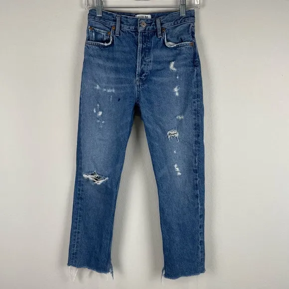 Agolde Lowdown Distressed Raw Hem Riley Straight Jeans