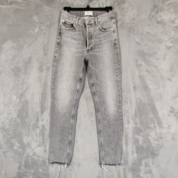 AGOLDE Jeans Women 24 Gray Nico Skinny High Rise Denim Button Fly Pants 24x27