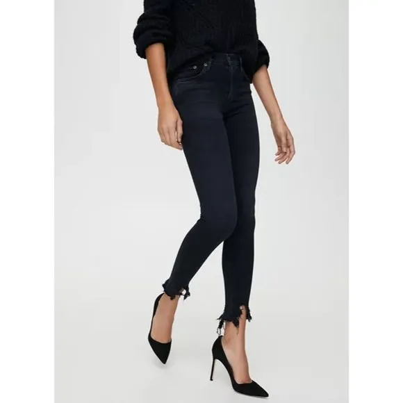 𝅺agolde Ankle Shout Black Skinny Jeans Distressed 29