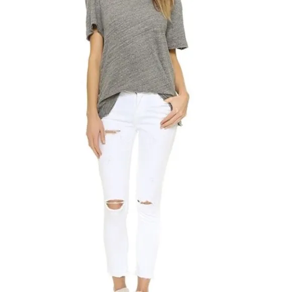 Agolde Sophie Crop Jeans in Distressed White Size 30 NWOT