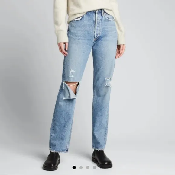 Agolde Light Wash 90's Pinch Waist High Rise Straight Jeans NWT Size 29
          
      NWT