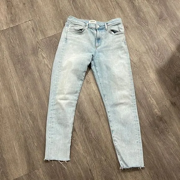 AGOLDE Sophie Jeans Light Wash Stretch High Rise Size 28 Denim Raw Hem Skinny