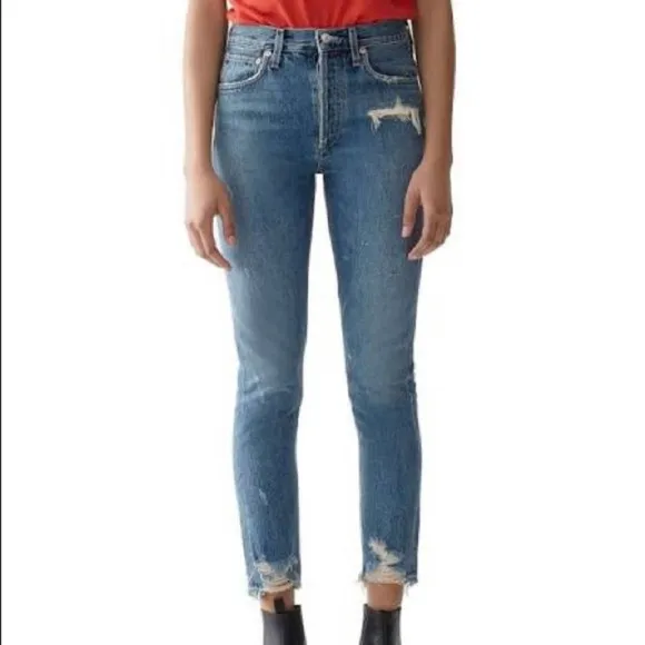 Agolde Jaime Distressed Denim Jeans In Grade Sz 28 NWT
          
      NWT