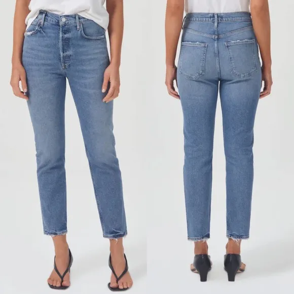 AGOLDE Riley High Rise Straight Crop Jeans Cove