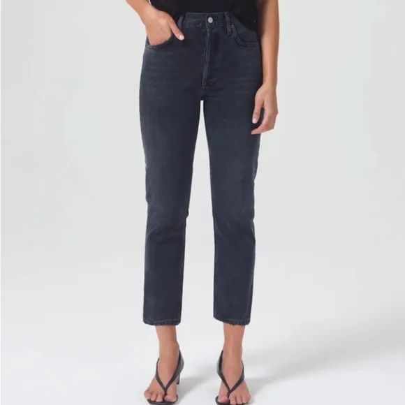 NWT Agolde Riley crop high rise straight leg jeans in Edit wash
          
      NWT