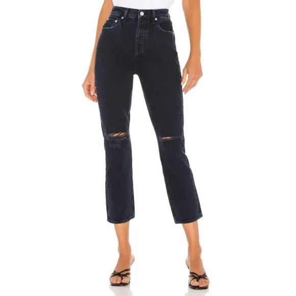 NWT Agolde Premium Riley high rise straight crop jeans in Unseen
          
      NWT