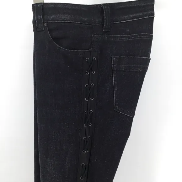Alexander McQueen Side Laced Black Denim Pants Jeans