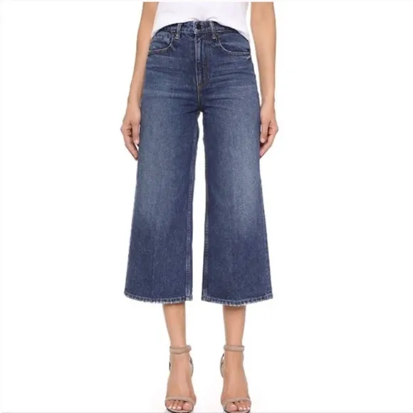 Alexander Wang Drill High Rise Wide Leg Cropped Jeans