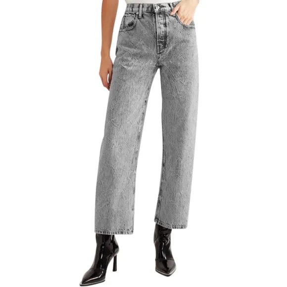 ALEXANDER WANG Curb Crop Acid Wash Straight Leg Jeans
