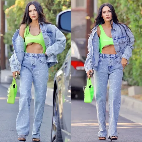 Alexander Wang Pebble Bleach Stacked Skater Jean in Blue
          
      NWT