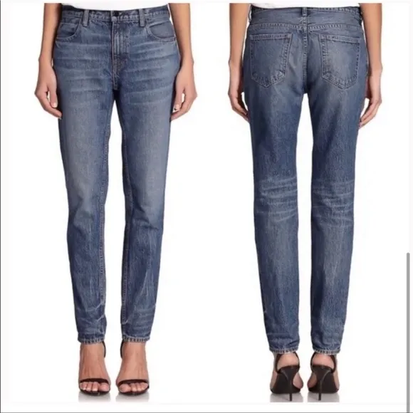 Alexander Wang Denim Revolve Wang Indigo Aged Blue High Rise distressed jeans 24