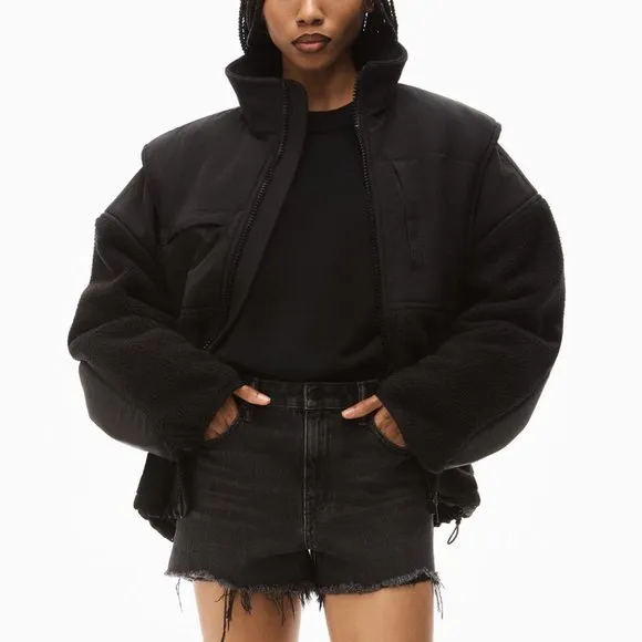 Alexander Wang Bite High Rise Short in Grey Aged Denim Size 25