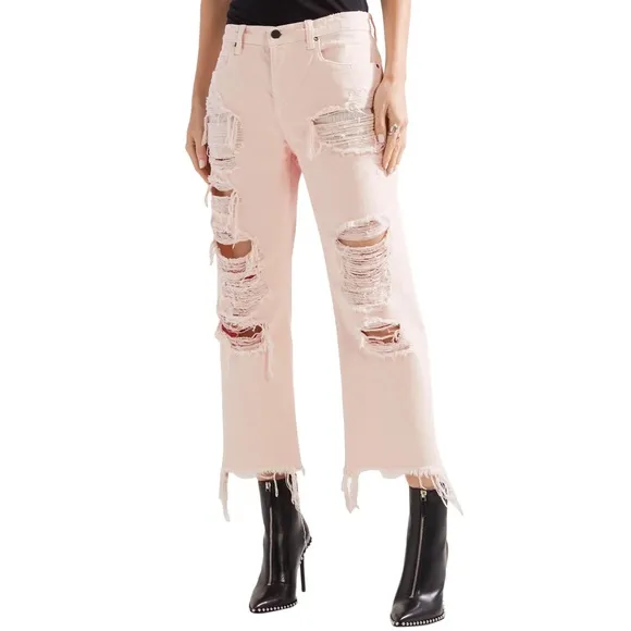 Denim X Alexander Wang Rival Light Pink Distressed Crop Jeans Size 27 NWT
          
      NWT
