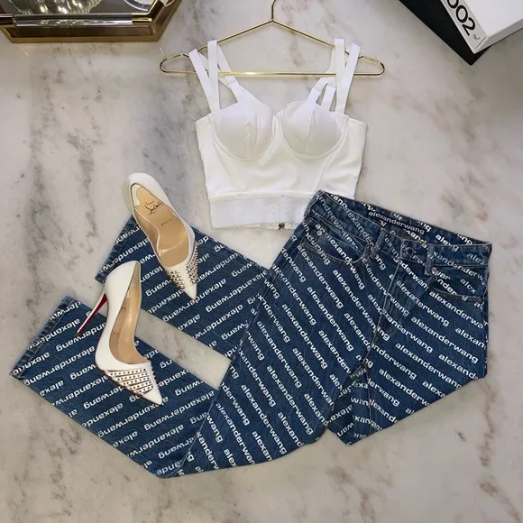 New Alexander Wang Bluff Straight in Deep Blue & White Logo